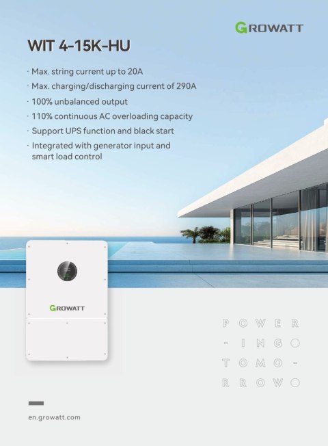 GROWATT Falownik hybrydowy WIT-12K-X-HU niskonapięciowy, trójfazowy GROWATT Falownik hybrydowy WIT-12K-X-HU niskonapięciowy, trójfazowy
