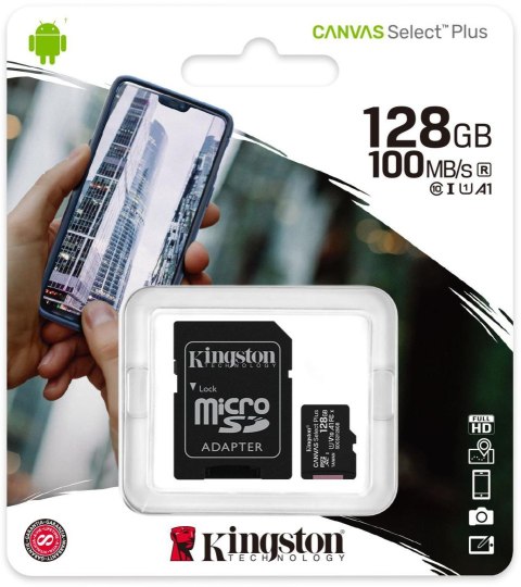 Karta pamięci microSD Kingston Canvas Select Plus microSDXC C10 UHS-I 128GB Karta pamięci microSD Kingston Canvas Select Plus microSDXC C10 UHS-I 128GB
