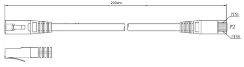 PATCHCORD KAT5E UTP 2M SZARY PATCHCORD KAT5E UTP 2M SZARY