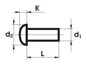 NIT ALUMINIOWY PEŁNY Z ŁBEM KULISTYM 4.0*8 MM