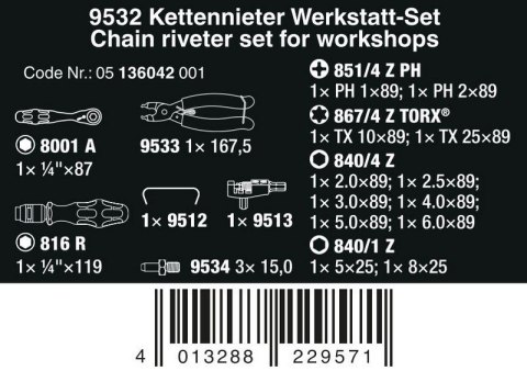 ZESTAW KRAFTFORM KOMPAKT 9532 Z NITOWNICĄ DO ŁAŃCUCHÓW,20CZ ZESTAW KRAFTFORM KOMPAKT 9532 Z NITOWNICĄ DO ŁAŃCUCHÓW,20CZ